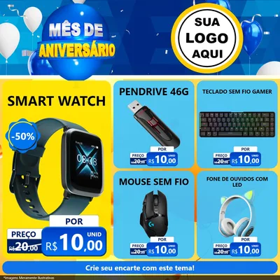 Modelo de Rede Social para Feed Facebook com o tema Mês de Aniversário para Informática