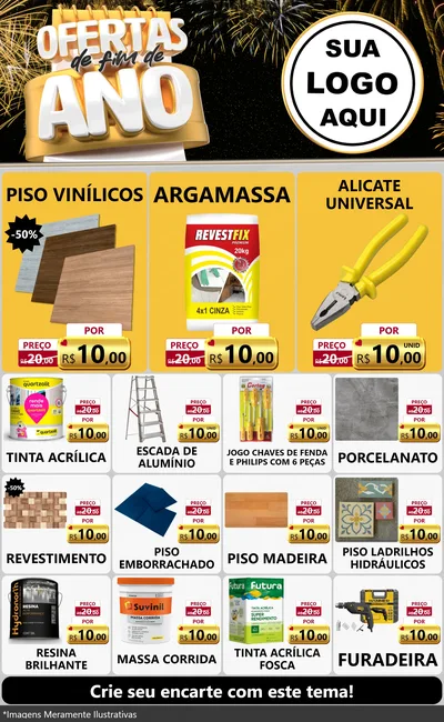 Modelo de Encarte para Encarte Grande com o tema Ofertas de Fim de Ano para Material para Construção