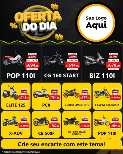 Modelo de Rede Social para Feed Instagram com o tema Oferta Do Dia para Concessionaria de Motos