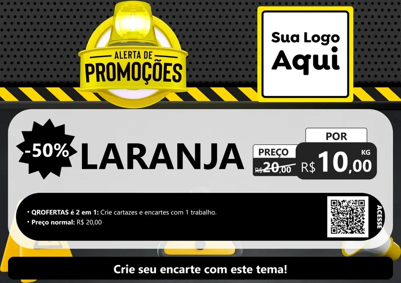 Modelo de Cartaz para Cartaz A4 Horizontal com o tema Alerta de Promoções para Hortifrúti