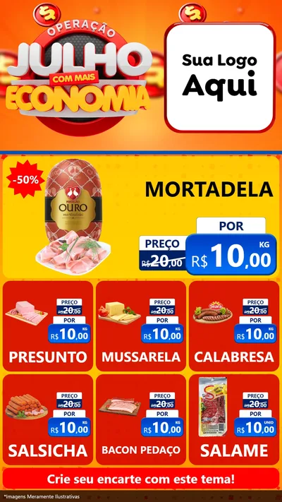 Modelo de Rede Social para Stories com o tema Operação Julho Com Mais Economia para Frios e Laticínios