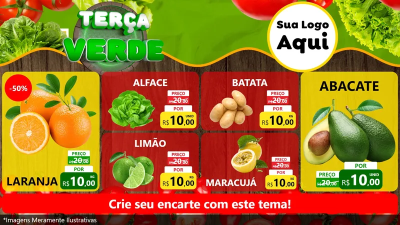 Modelo de TV para TV Horizontal com o tema Terça Verde para Hortifrúti