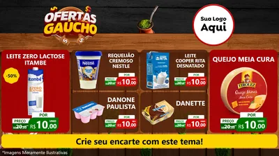 Modelo de TV para TV Horizontal com o tema Ofertas Dia do Gaúcho para Frios e Laticínios
