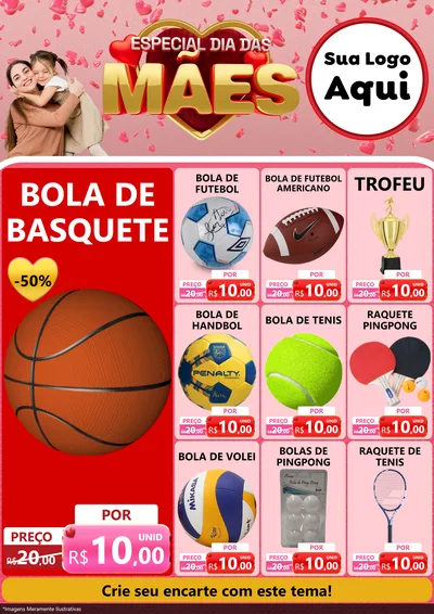 Modelo de Encarte para Encarte A4 Vertical com o tema Especial Dia Das Mães para Artigos Esportivos