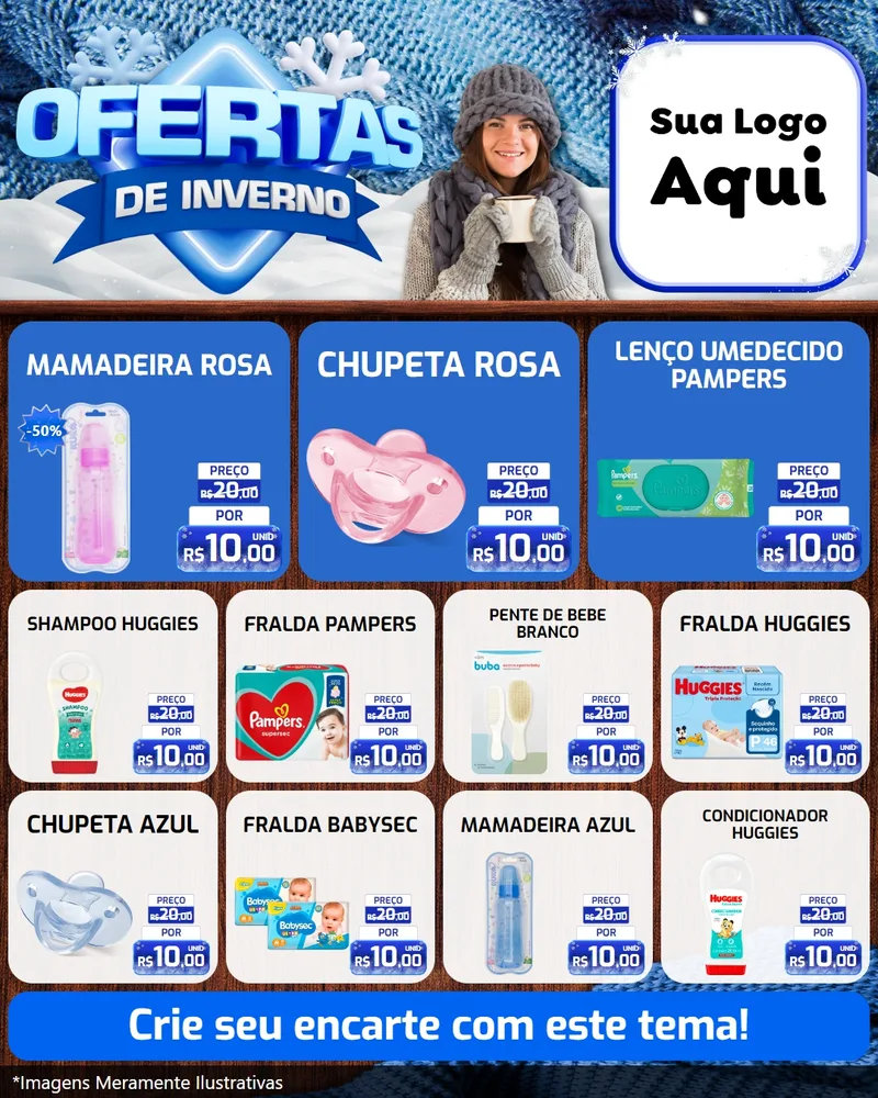 Modelo de Rede Social para Feed Instagram com o tema Ofertas de Inverno para Bebês