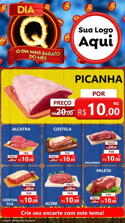 Modelo de Rede Social para Stories com o tema Dia Q - O Dia Mais Barato Do Mês para Açougue