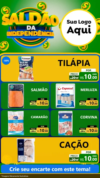 Modelo de TV para TV Vertical com o tema Saldão da Indepêndencia para Peixaria