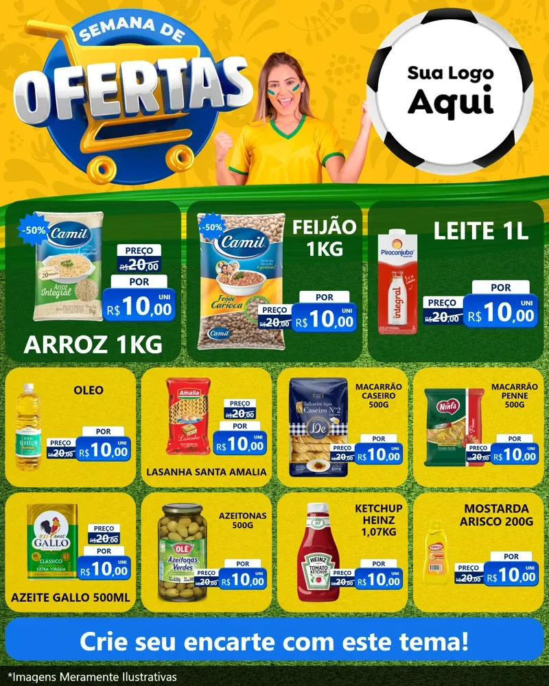 Modelo de Rede Social para Feed Instagram com o tema Semana de Ofertas - Copa para Supermercado