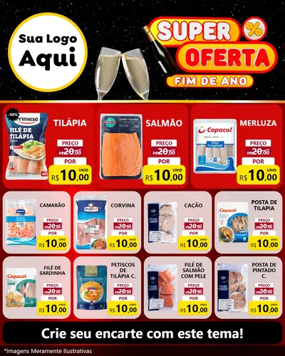 Modelo de Rede Social para Feed Instagram com o tema Super Oferta Fim de Ano para Peixaria