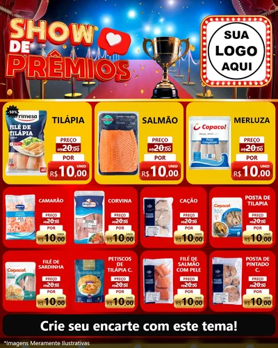 Modelo de Rede Social para Feed Instagram com o tema Show de Prêmios para Peixaria