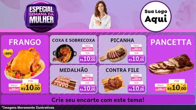 Modelo de TV para TV Horizontal com o tema Especial Semana da Mulher para Assados