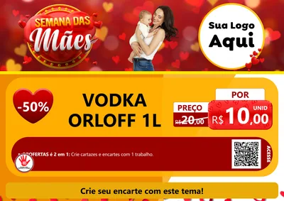 Modelo de Cartaz para Cartaz A4 Horizontal com o tema Semana das Mães para Distribuidora de bebidas