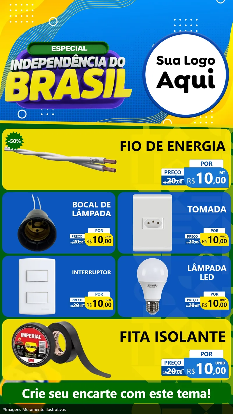 Modelo de TV para TV Vertical com o tema Especial Independência do Brasil para Materiais Elétricos
