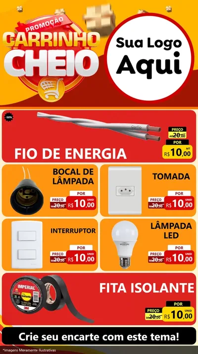 Modelo de TV para TV Vertical com o tema Promoção carrinho cheio para Materiais Elétricos