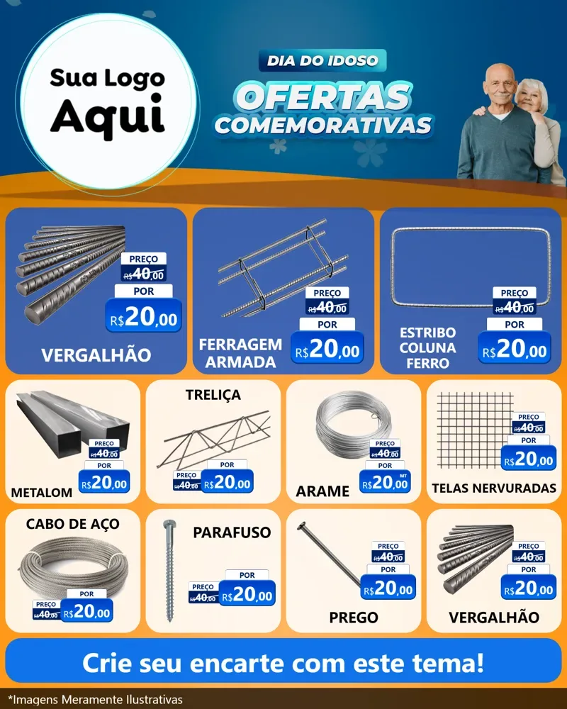 Modelo de Rede Social para Feed Instagram com o tema Dia do Idoso para Ferragens