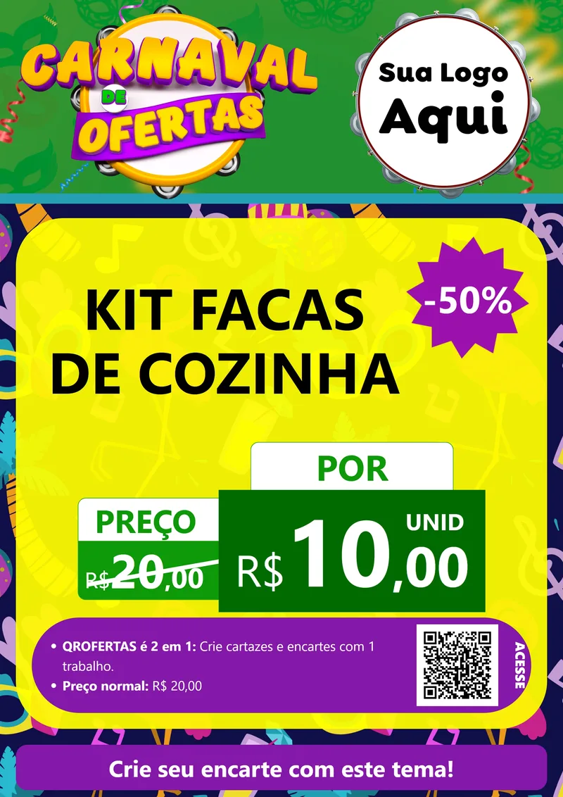 Modelo de Cartaz para Cartaz A4 Vertical com o tema Carnaval de Ofertas para Utilidades Domésticas