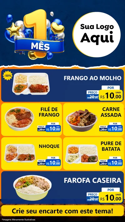 Modelo de TV para TV Vertical com o tema Um Mês de Aniversário para Restaurante
