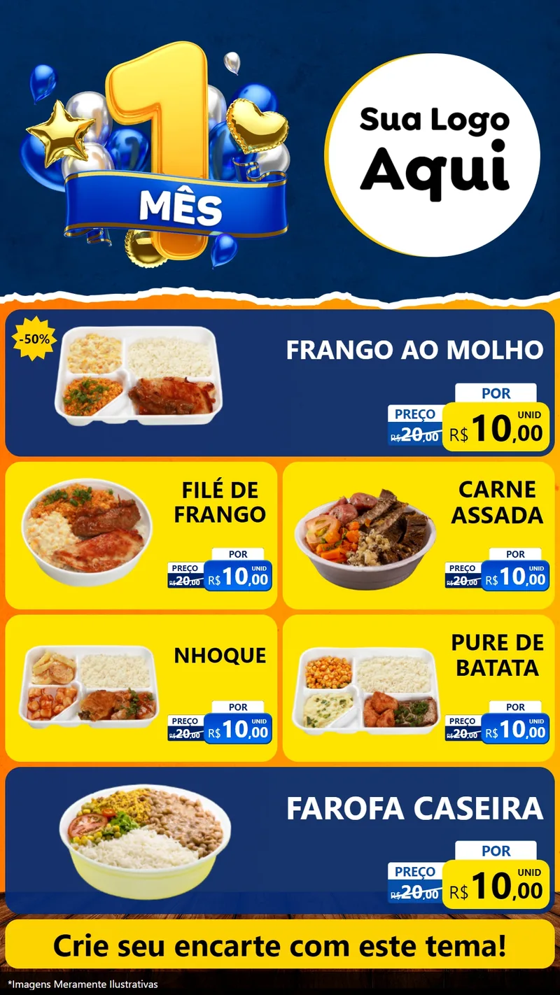 Modelo de TV para TV Vertical com o tema Um Mês de Aniversário para Restaurante