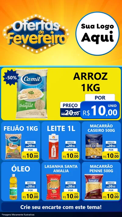 Modelo de Rede Social para Stories com o tema Ofertas de Fevereiro para Supermercado