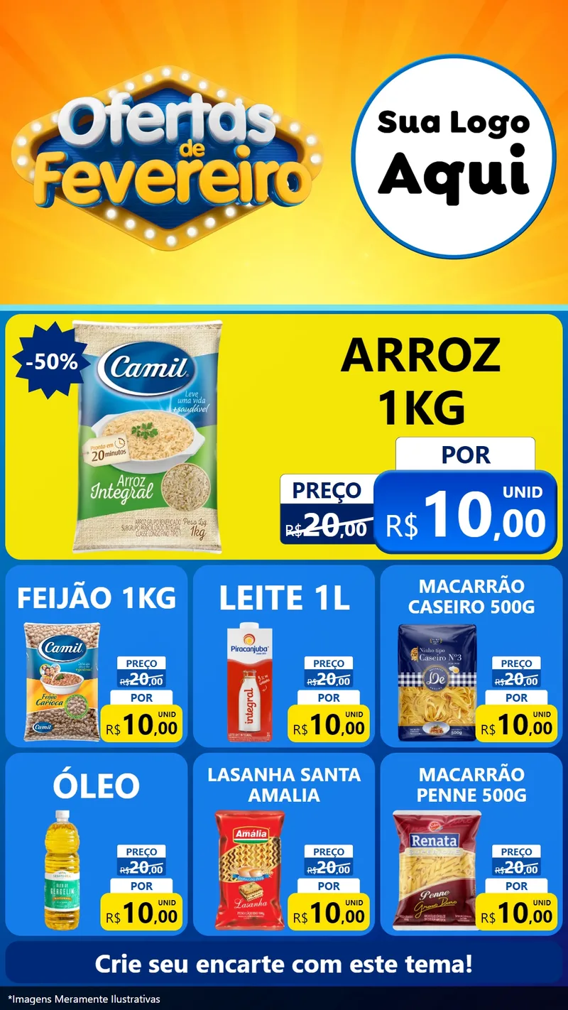 Modelo de Rede Social para Stories com o tema Ofertas de Fevereiro para Supermercado