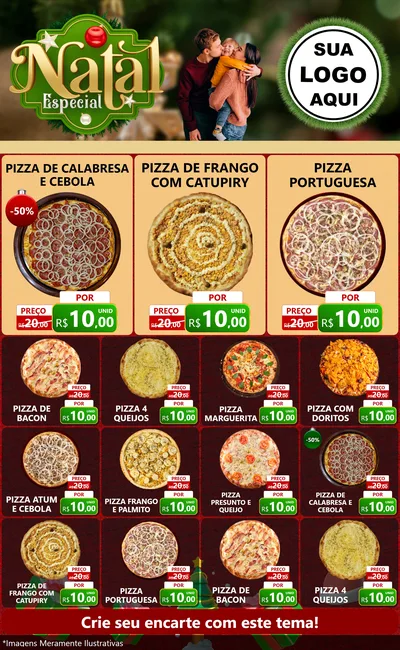 Modelo de Encarte para Encarte Grande com o tema Natal Especial para Pizzaria
