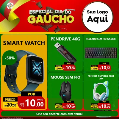 Modelo de Rede Social para Feed Facebook com o tema Especial Dia do Gaúcho para Informática