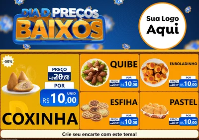 Modelo de Encarte para Encarte A4 Horizontal com o tema Dia D Preço Baixo para Salgadaria