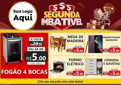 Modelo de Encarte para Encarte A4 Horizontal com o tema Segunda Imbatível para Móveis e Eletro