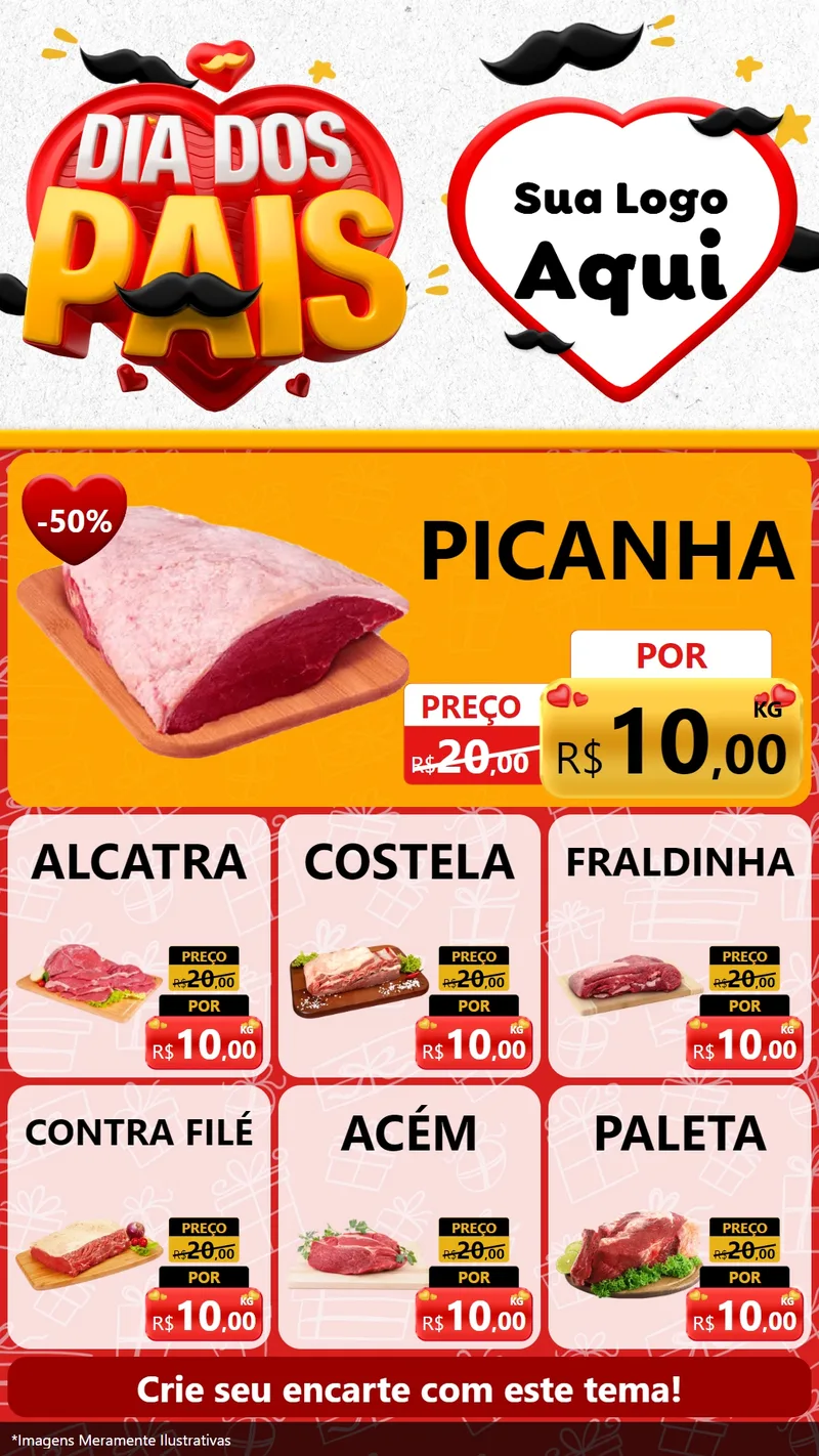 Modelo de Rede Social para Stories com o tema Dia dos Pais para Açougue