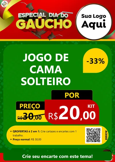 Modelo de Cartaz para Cartaz A4 Vertical com o tema Especial Dia do Gaúcho para Cama, Mesa e Banho