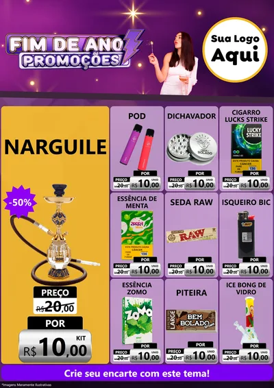 Modelo de Encarte para Encarte A4 Vertical com o tema Fim de Ano Promoções para Tabacaria