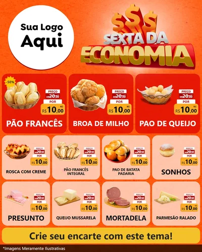 Modelo de Rede Social para Feed Instagram com o tema Sexta da Economia para Padaria