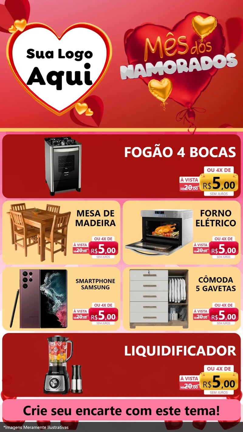 Modelo de TV para TV Vertical com o tema Mês dos Namorados para Móveis e Eletro