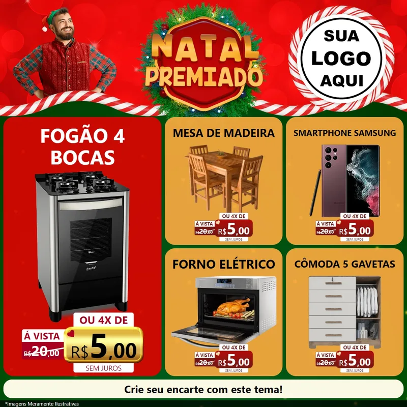 Modelo de Rede Social para Feed Facebook com o tema Natal Premiado para Móveis e Eletro