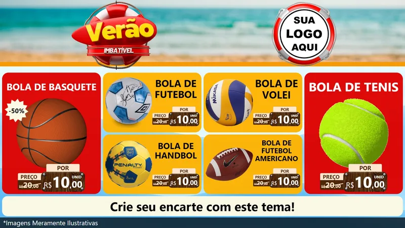 Modelo de TV para TV Horizontal com o tema Verão Imbatível para Artigos Esportivos