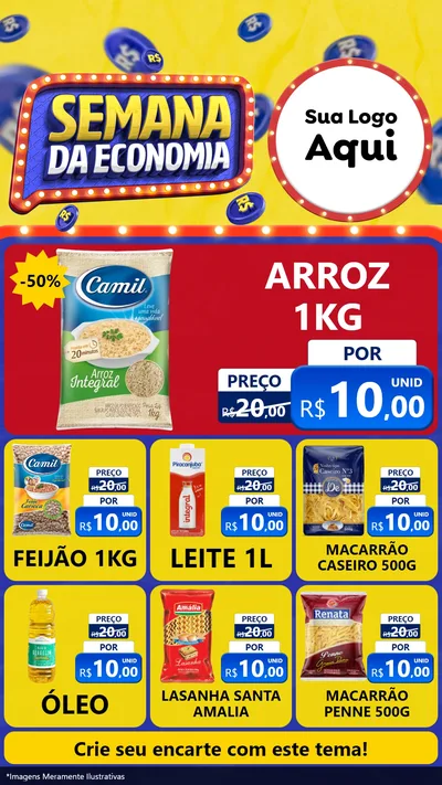Modelo de Rede Social para Stories com o tema Semana da Economia para Supermercado