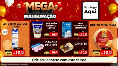 Modelo de TV para TV Horizontal com o tema Mega Inauguração para Frios e Laticínios