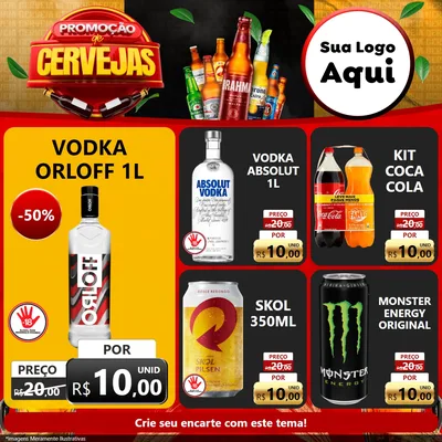 Modelo de Rede Social para Feed Facebook com o tema Promoções de Cervejas para Distribuidora de bebidas