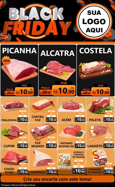 Modelo de Encarte para Encarte Grande com o tema Black Friday para Açougue