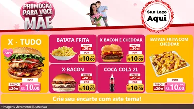 Modelo de TV para TV Horizontal com o tema Promoção Para Você Mãe para Hamburgueria