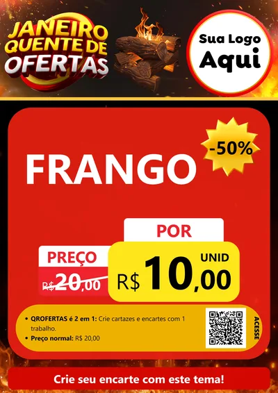 Modelo de Cartaz para Cartaz A4 Vertical com o tema Janeiro Quente de Ofertas para Assados