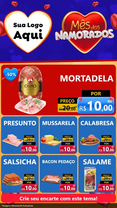 Modelo de Rede Social para Stories com o tema Mês dos Namorados para Frios e Laticínios