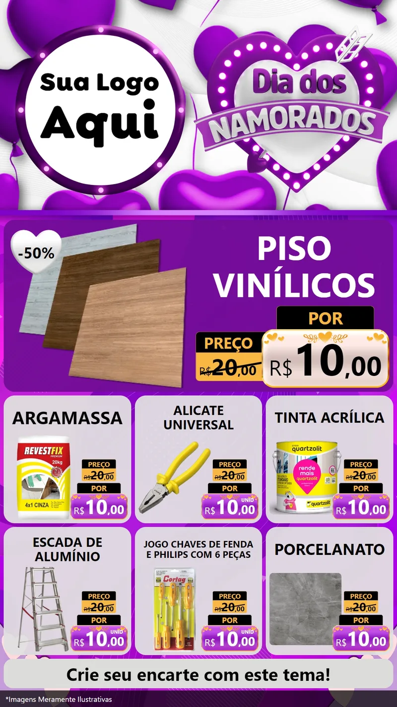 Modelo de Rede Social para Stories com o tema Dia dos Namorados para Material para Construção