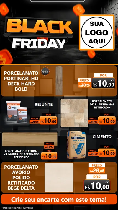 Modelo de TV para TV Vertical com o tema Black Friday para Pisos e revestimentos