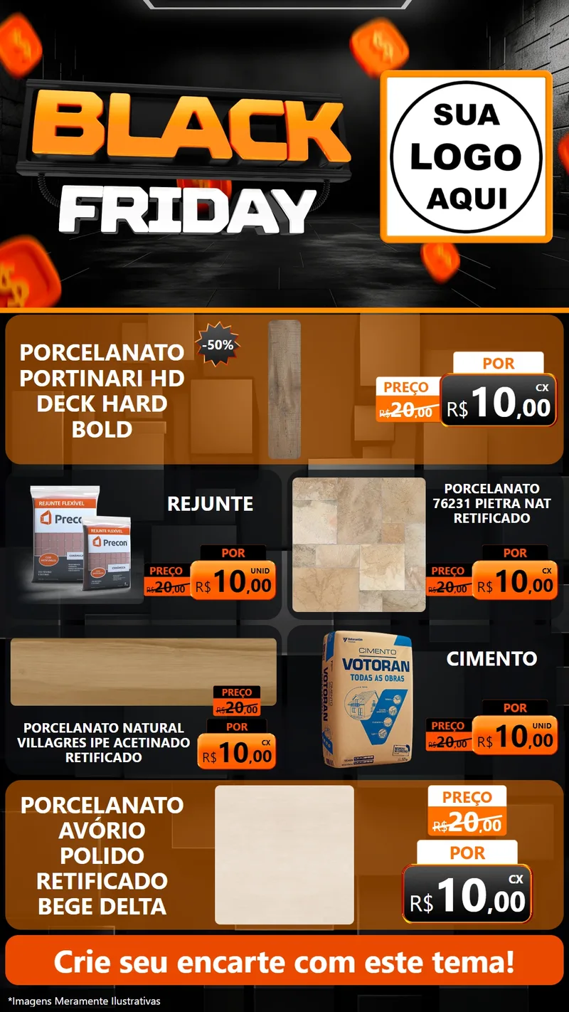 Modelo de TV para TV Vertical com o tema Black Friday para Pisos e revestimentos