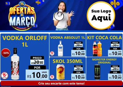 Modelo de Encarte para Encarte A4 Horizontal com o tema Ofertas de Março para Distribuidora de bebidas