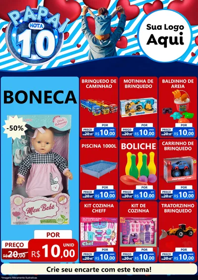 Modelo de Encarte para Encarte A4 Vertical com o tema Papai Nota 10 para Brinquedos