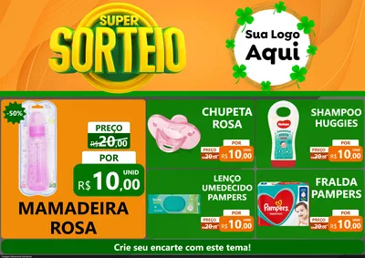 Modelo de Encarte para Encarte A4 Horizontal com o tema Super Sorteio para Bebês