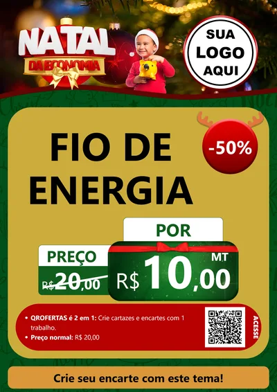 Modelo de Cartaz para Cartaz A4 Vertical com o tema Natal da Economia para Materiais Elétricos