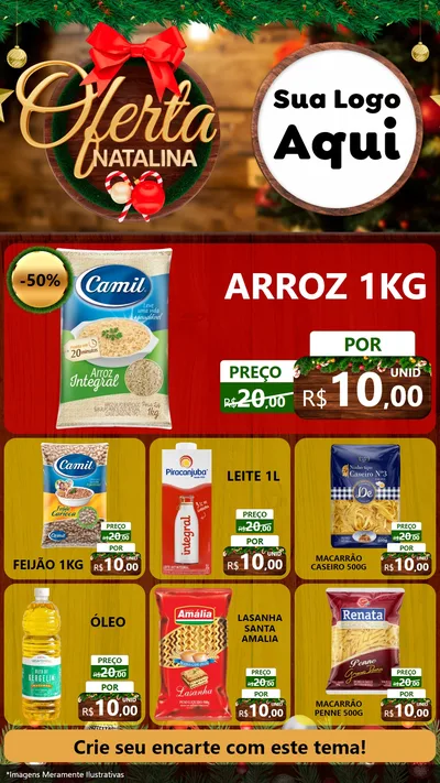 Modelo de Rede Social para Stories com o tema Ofertas Natalina para Supermercado